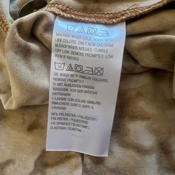 Susan Graver Golden Brown Abstract Printed Liquid Knit Elbow Sleeve Dress Sz 4X - Picture 9 of 12